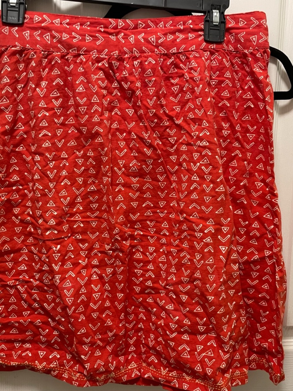 Mata Traders Red Skirt with White Triangle Print